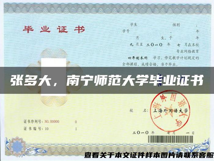 張多大，南寧師范大學畢業證書