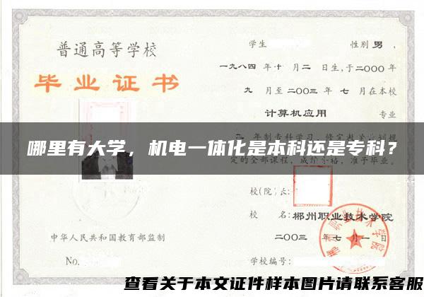 哪里有大學，機電一體化是本科還是?？?？