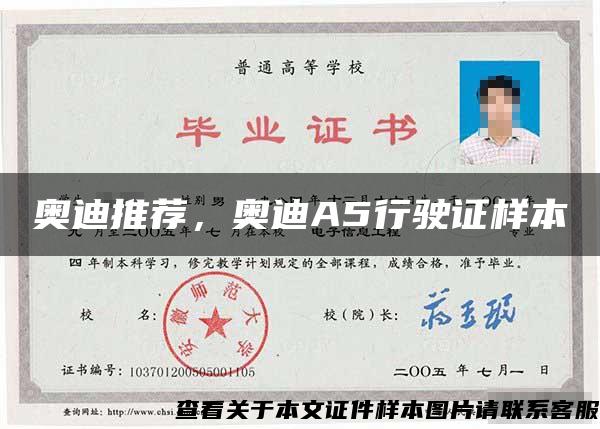 奧迪推薦，奧迪A5行駛證樣本