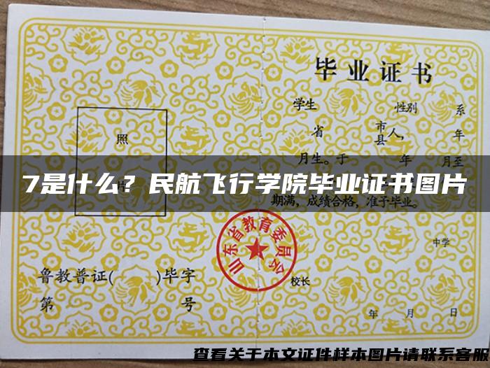 7是什么？民航飛行學院畢業證書圖片