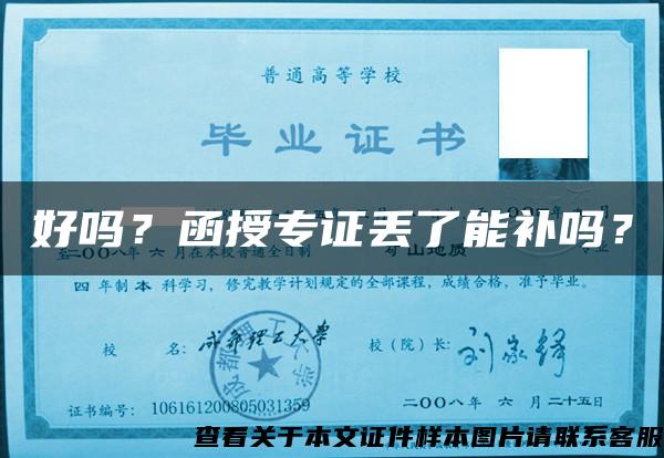 好嗎？函授專證丟了能補嗎？