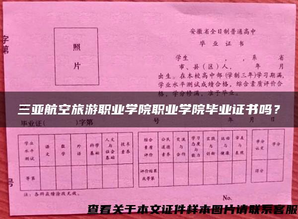 三亞航空旅游職業學院職業學院畢業證書嗎？