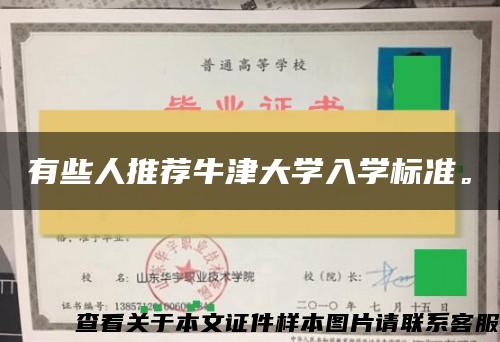 有些人推薦牛津大學入學標準。