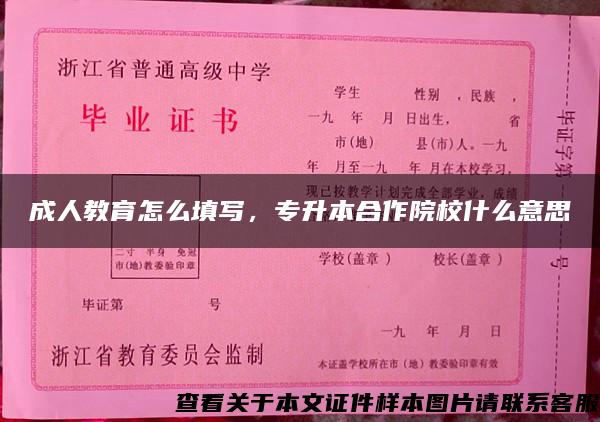 成人教育怎么填寫，專升本合作院校什么意思