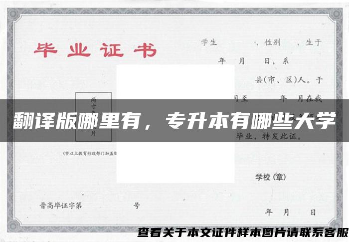 翻譯版哪里有，專升本有哪些大學