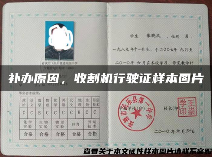 補辦原因，收割機行駛證樣本圖片