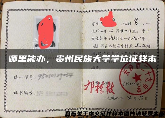 哪里能辦，貴州民族大學學位證樣本