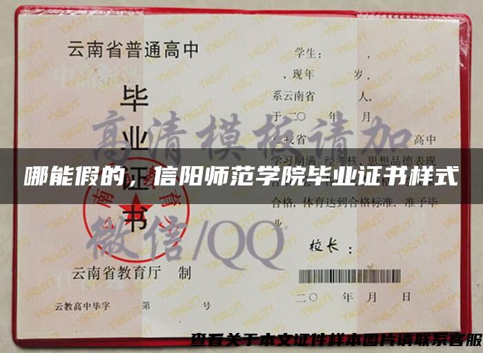 哪能假的，信陽師范學院畢業證書樣式
