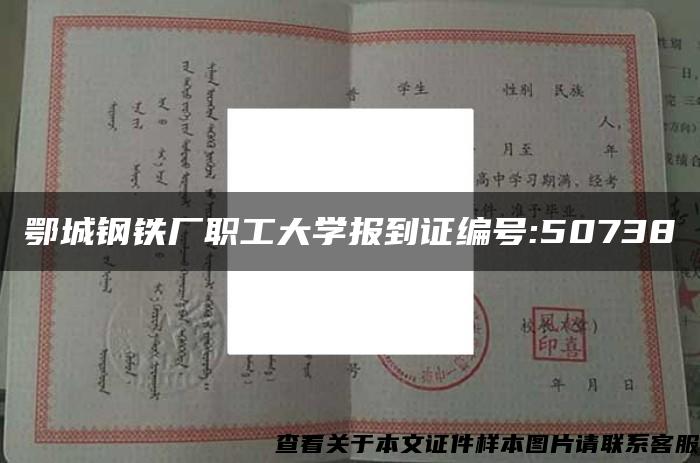 鄂城鋼鐵廠職工大學報到證編號:50738