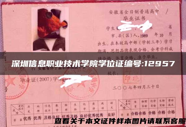 深圳信息職業技術學院學位證編號:12957
