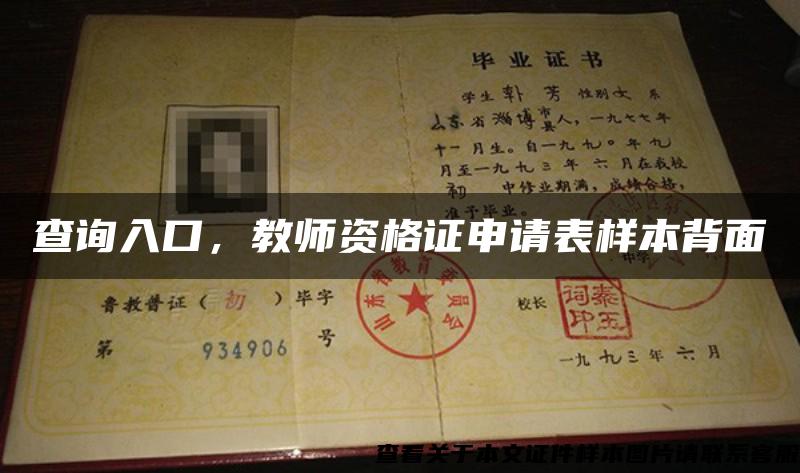查詢入口，教師資格證申請表樣本背面
