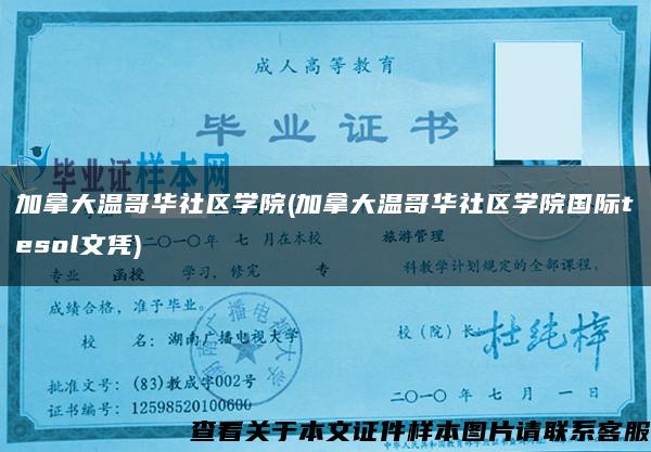 加拿大溫哥華社區學院(加拿大溫哥華社區學院國際tesol文憑)