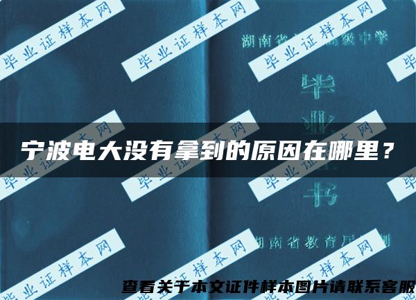 寧波電大沒有拿到的原因在哪里？