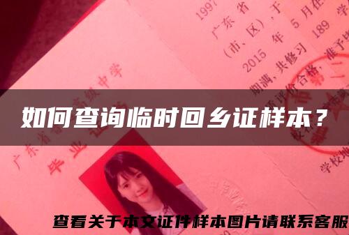 如何查詢臨時回鄉證樣本？