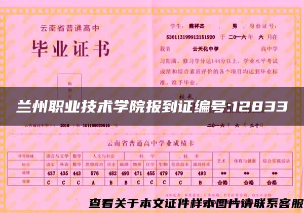 蘭州職業技術學院報到證編號:12833