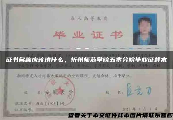 證書名稱應該填什么，忻州師范學院五寨分院畢業證樣本