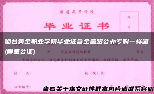 煙臺黃金職業學院畢業證含金量跟公辦?？埔粯勇?哪里公證)