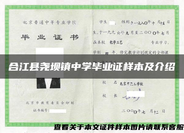 合江縣堯壩鎮中學畢業證樣本及介紹