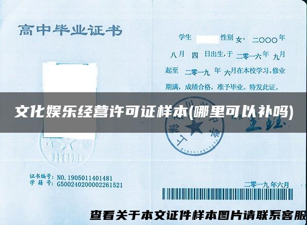 文化娛樂經營許可證樣本(哪里可以補嗎)