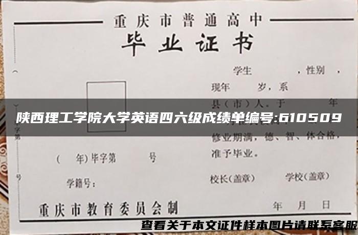 陜西理工學院大學英語四六級成績單編號:610509