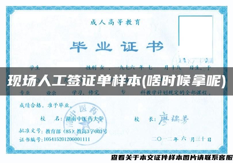 現場人工簽證單樣本(啥時候拿呢)