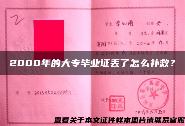 2000年的大專畢業證丟了怎么補救？