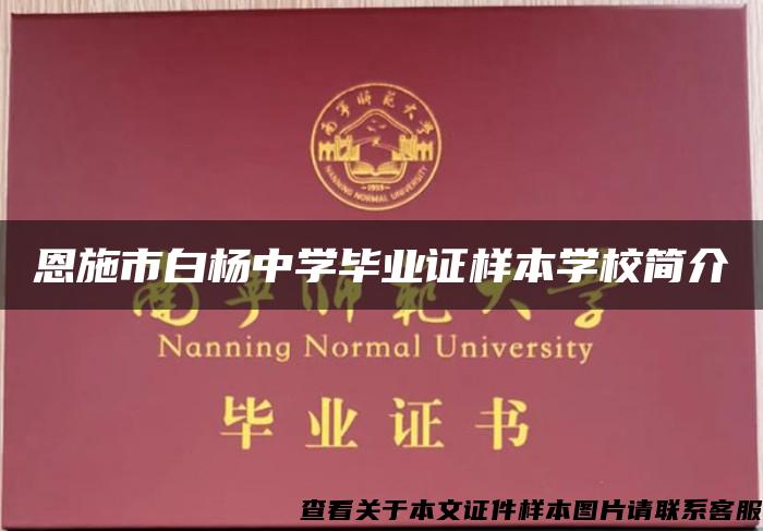 恩施市白楊中學畢業證樣本學校簡介