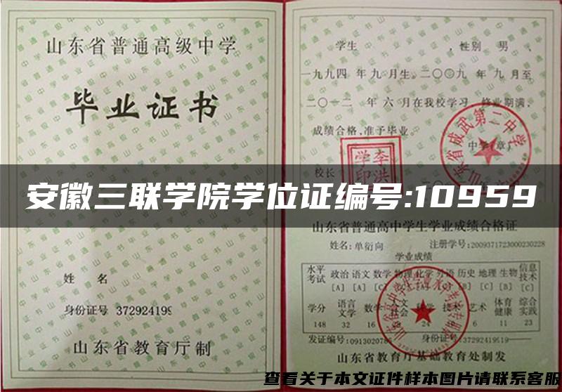 安徽三聯學院學位證編號:10959