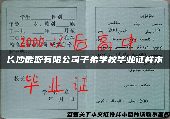 長沙能源有限公司子弟學校畢業證樣本