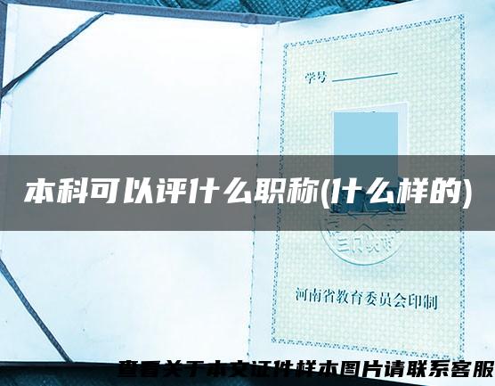 本科可以評什么職稱(什么樣的)