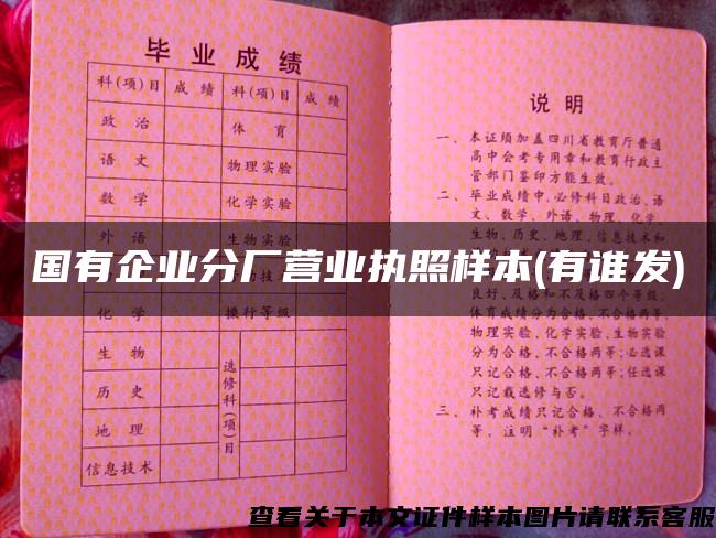 國有企業分廠營業執照樣本(有誰發)