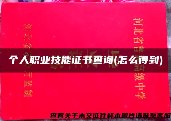 個人職業技能證書查詢(怎么得到)