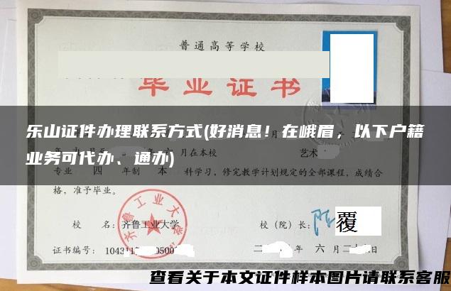樂山證件辦理聯系方式(好消息！在峨眉，以下戶籍業務可代辦、通辦)