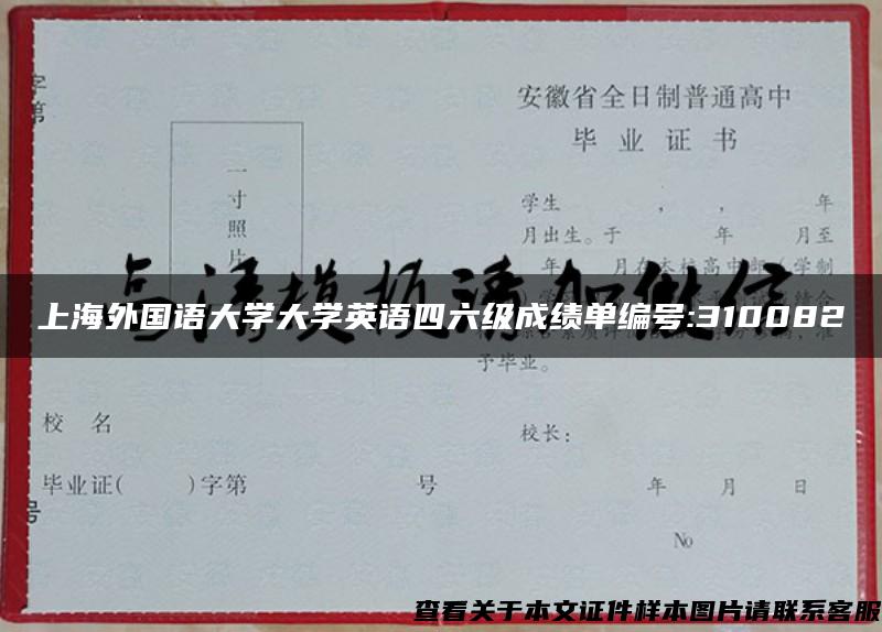 上海外國語大學大學英語四六級成績單編號:310082