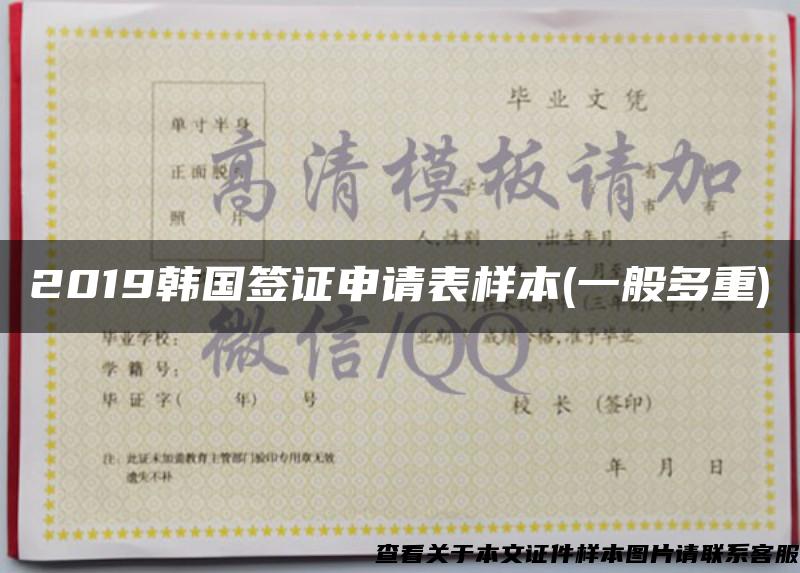 2019韓國簽證申請表樣本(一般多重)