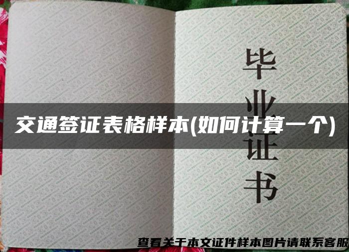 交通簽證表格樣本(如何計算一個)