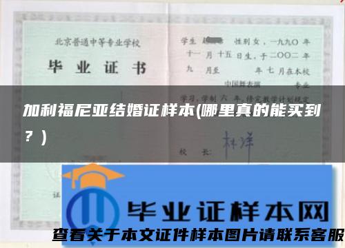 加利福尼亞結婚證樣本(哪里真的能買到？)