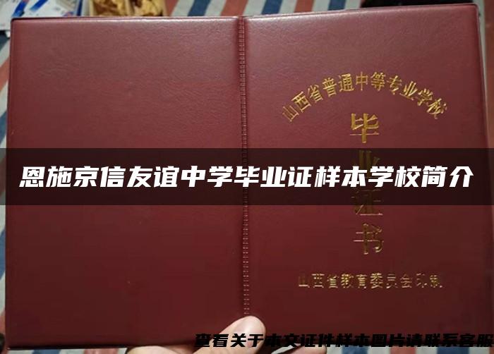 恩施京信友誼中學畢業證樣本學校簡介