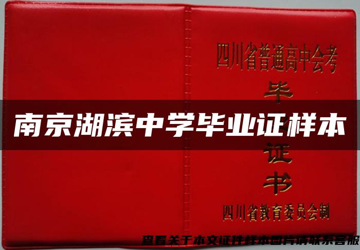 南京湖濱中學畢業證樣本