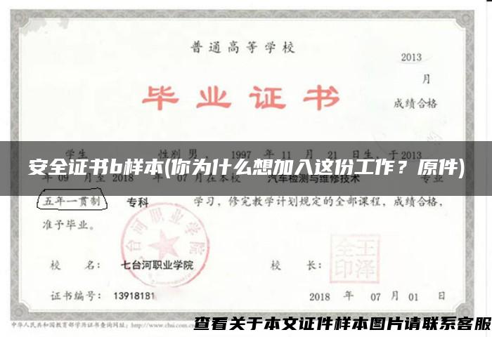安全證書b樣本(你為什么想加入這份工作？原件)