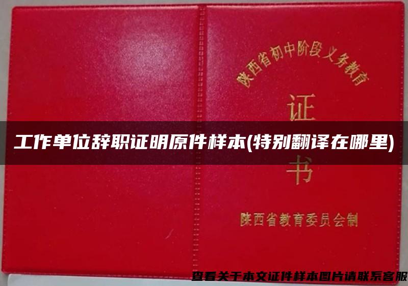 工作單位辭職證明原件樣本(特別翻譯在哪里)