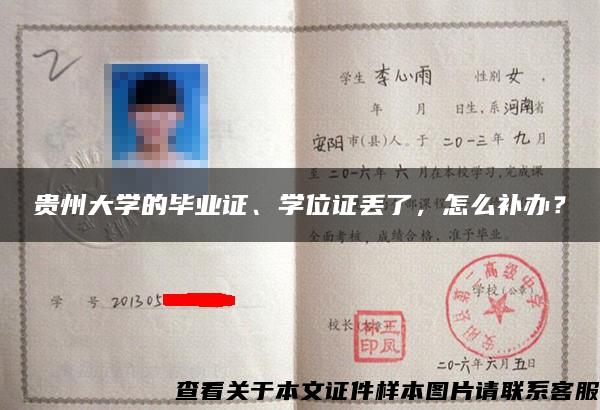 貴州大學的畢業證、學位證丟了，怎么補辦？