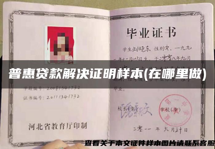 普惠貸款解決證明樣本(在哪里做)