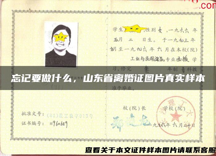 忘記要做什么，山東省離婚證圖片真實樣本