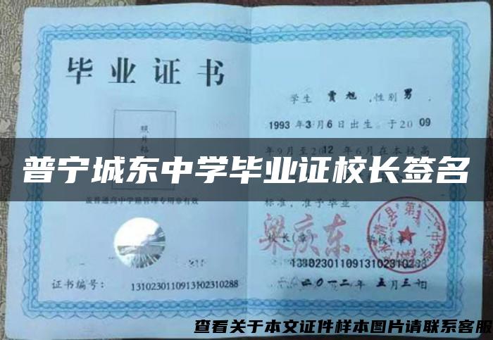 普寧城東中學畢業證校長簽名