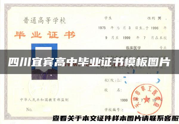 四川宜賓高中畢業證書模板圖片