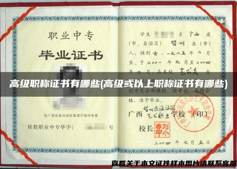 高級職稱證書有哪些(高級或以上職稱證書有哪些)