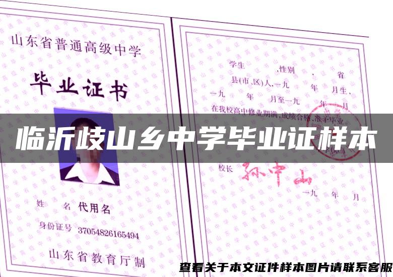 臨沂歧山鄉中學畢業證樣本