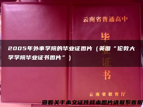 2005年外事學院的畢業證圖片（英國“倫敦大學學院畢業證書圖片”）