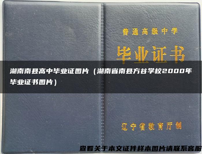 湖南南縣高中畢業證圖片（湖南省南縣方谷學校2000年畢業證書圖片）